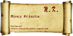 Mincz Kriszta névjegykártya